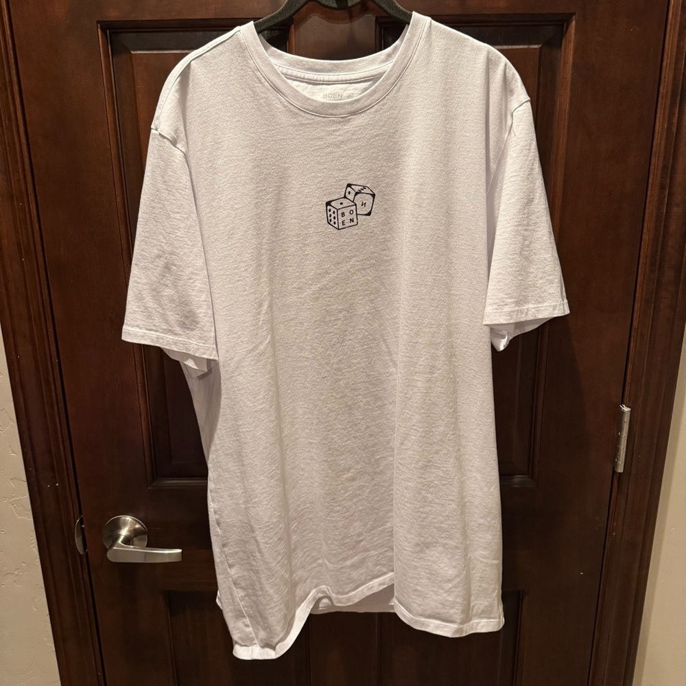Men's White Short-Sleeve T-Shirt with Dice Graphic